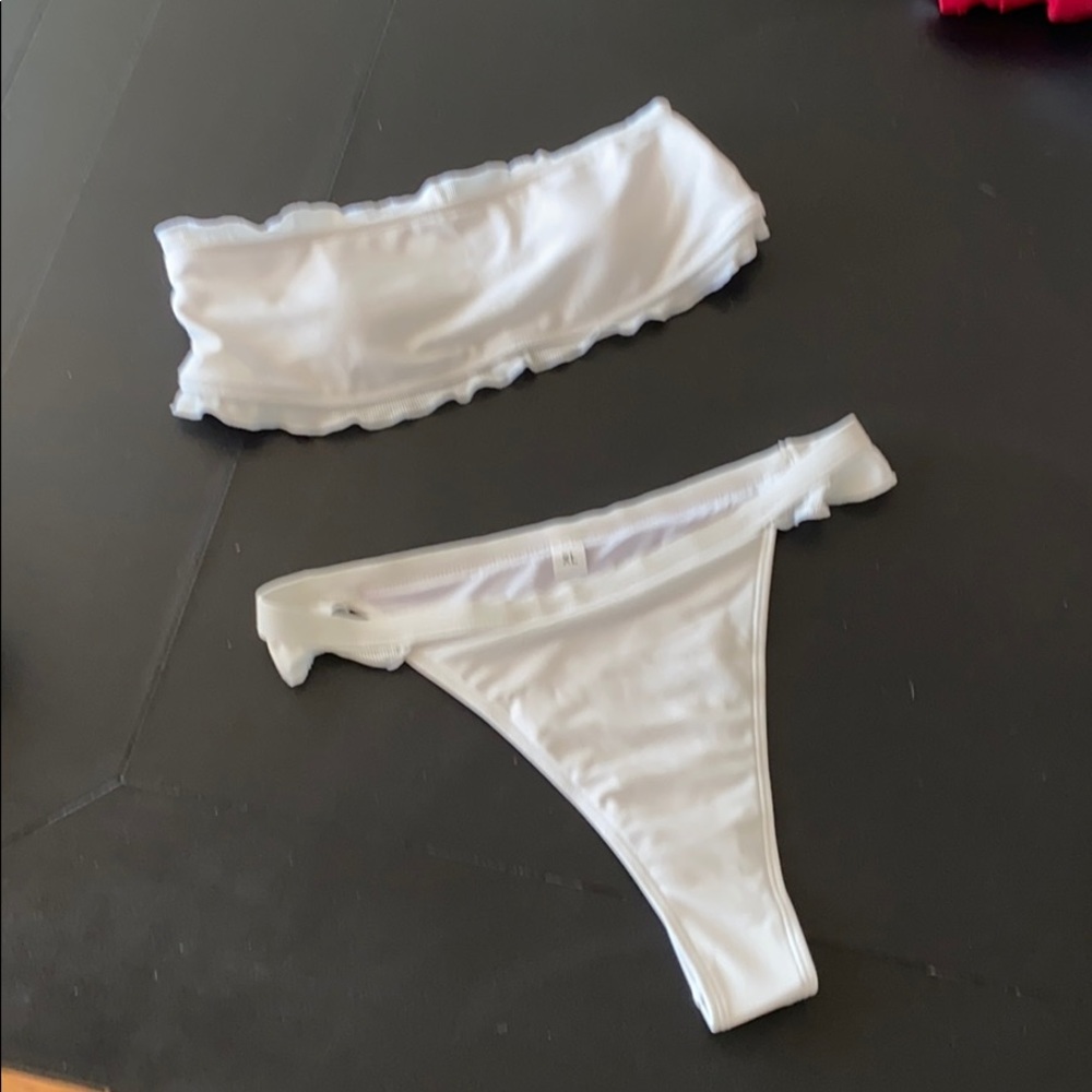 White two piece bathing suit